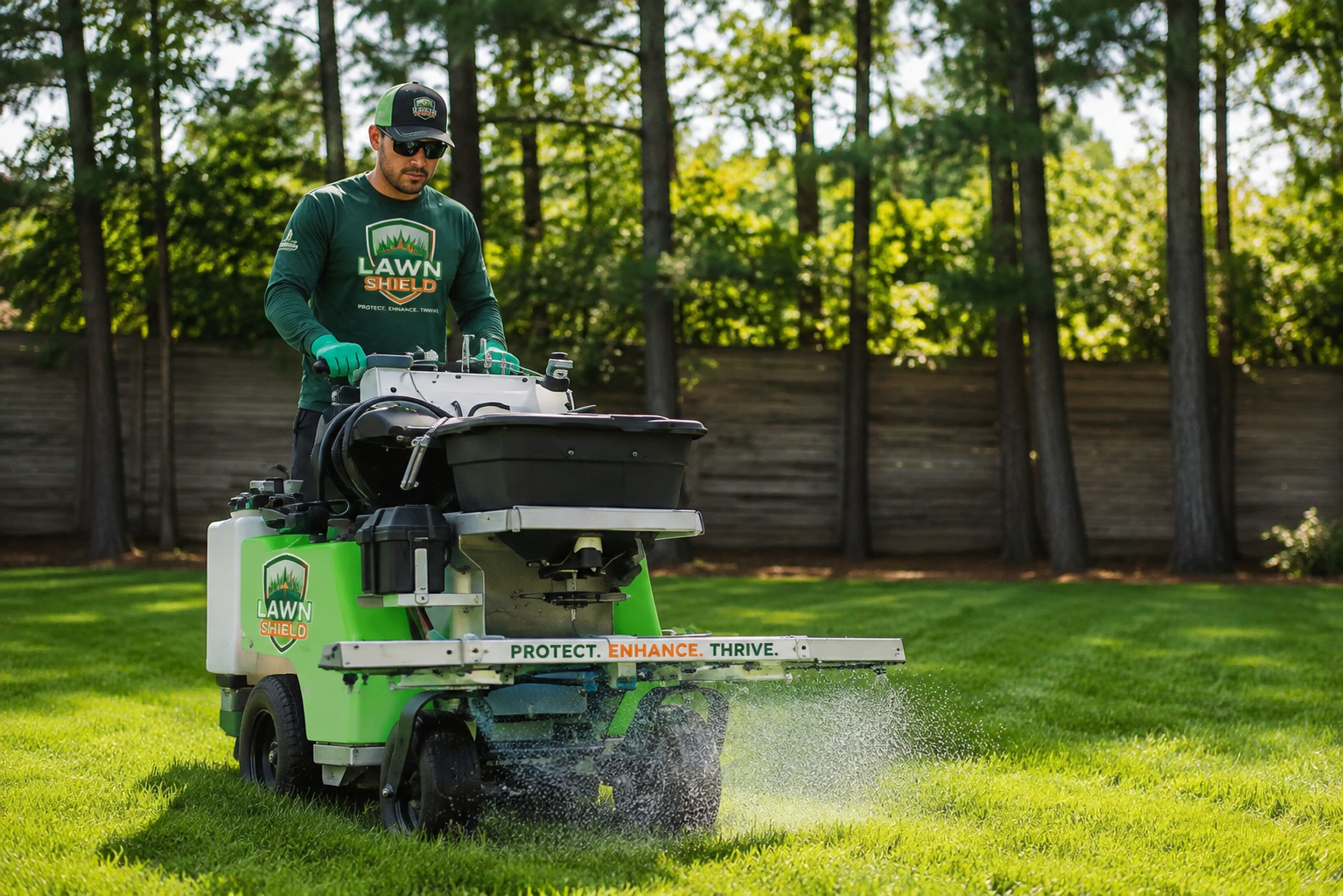Lawn Shield technician applying lawn treatment in Lancaster County PA